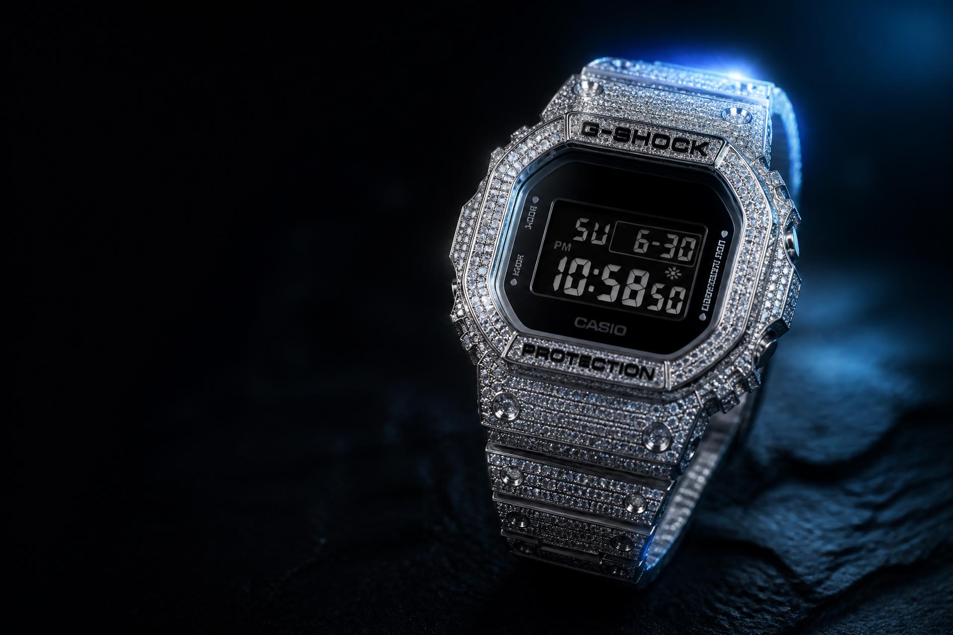 Iced-out G-Shock watch